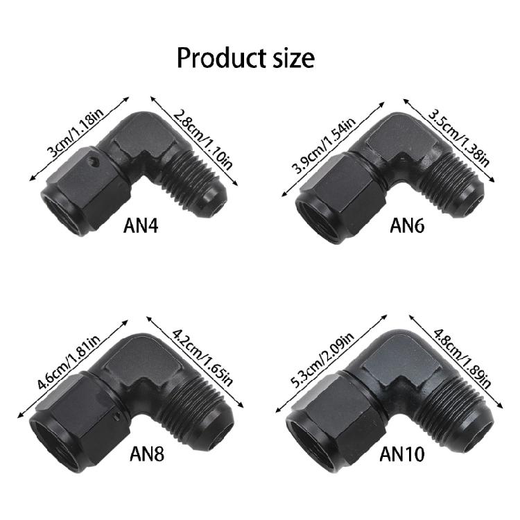 4AN 6AN 8AN 10AN 90 Degree Elbow Flared Tube Fitting For Flexible Fuel System Connections In Vehicle