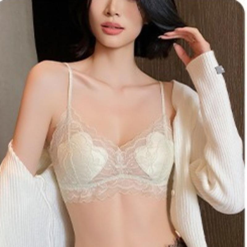 Women Summer Ultra Thin Pure Desire Sexy Gauze Lace Embroidery Beauty Back with Breast Without Trace Underwear