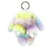 Bunny Keychain Cute Soft Artificial Rabbit Faux Fur Key Chains Car Handbag Keyring Rainbow