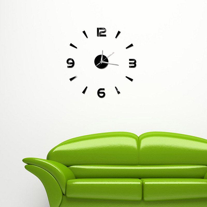 Elegante DIY Analoge 3D Spiegeloberfläche Wanduhr mit Großen Zahlen für Heimdekoration