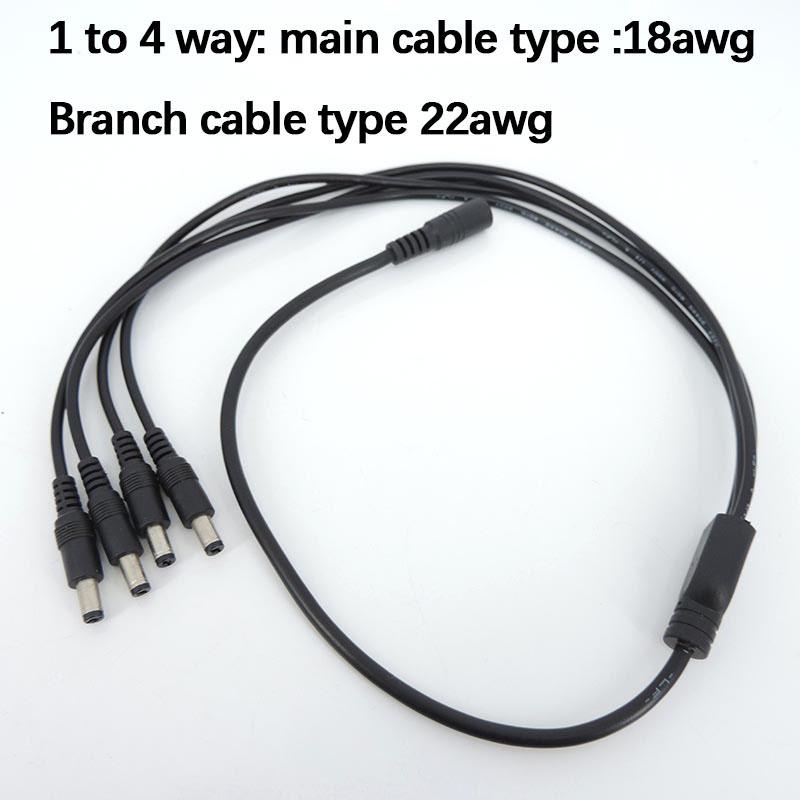 DC 1 Female To 2 3 4 5 Way 22awg 18awg Male Connector Power Supply Splitter Plug Adapter Cable Cord 5.5mmx2.1mm for Strip Light
