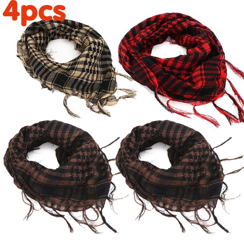 134Pcs Unisex Lightweight Plaid Fringed Arabian Desert Scarf Soft Tactical Scarf Men Ladies Turban Shawl Airsoft Pain