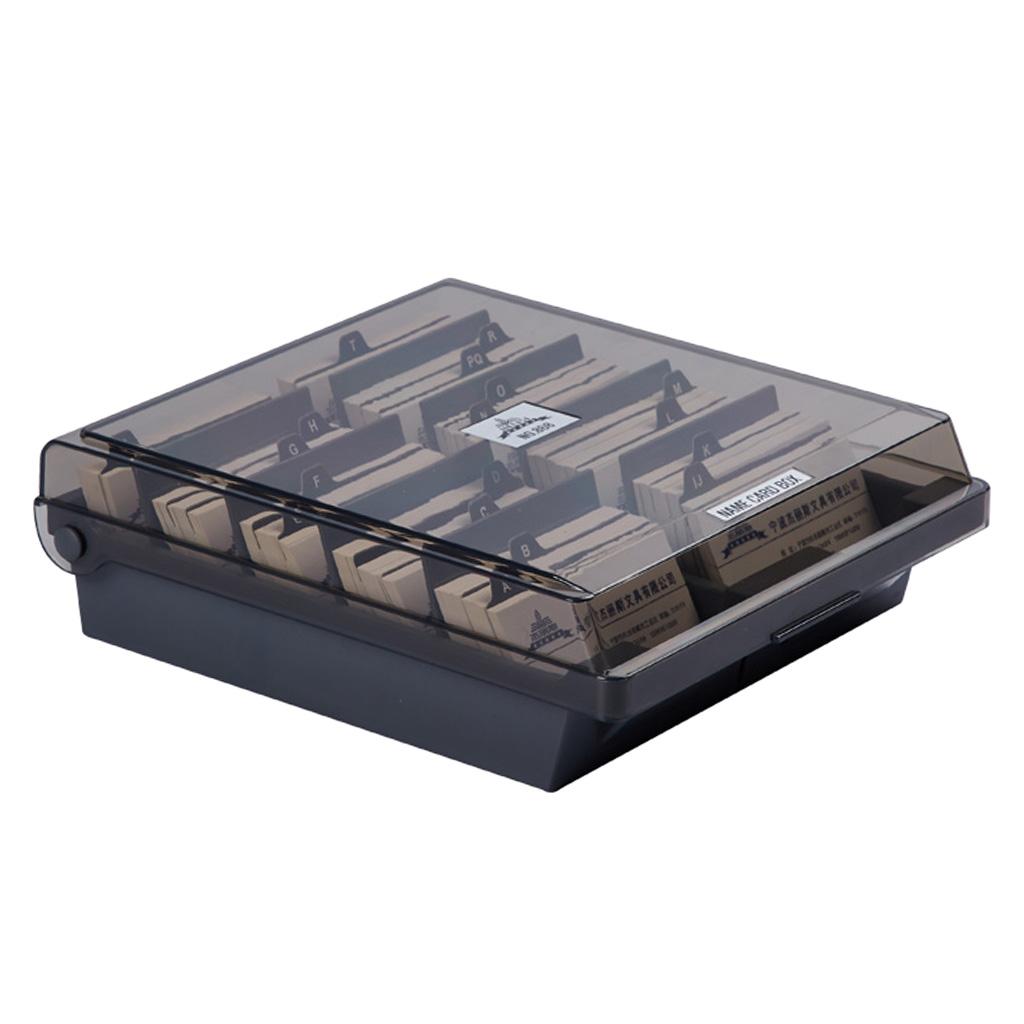 Plastic File Card Storage Box Large Business Card Organizer with Lid Office Supplies Storage Box for Desk