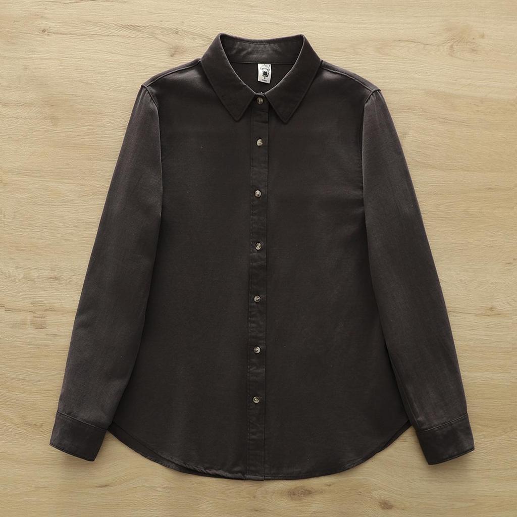 Japanese Style Long Sleeve Brushed Cotton Women's Shirt