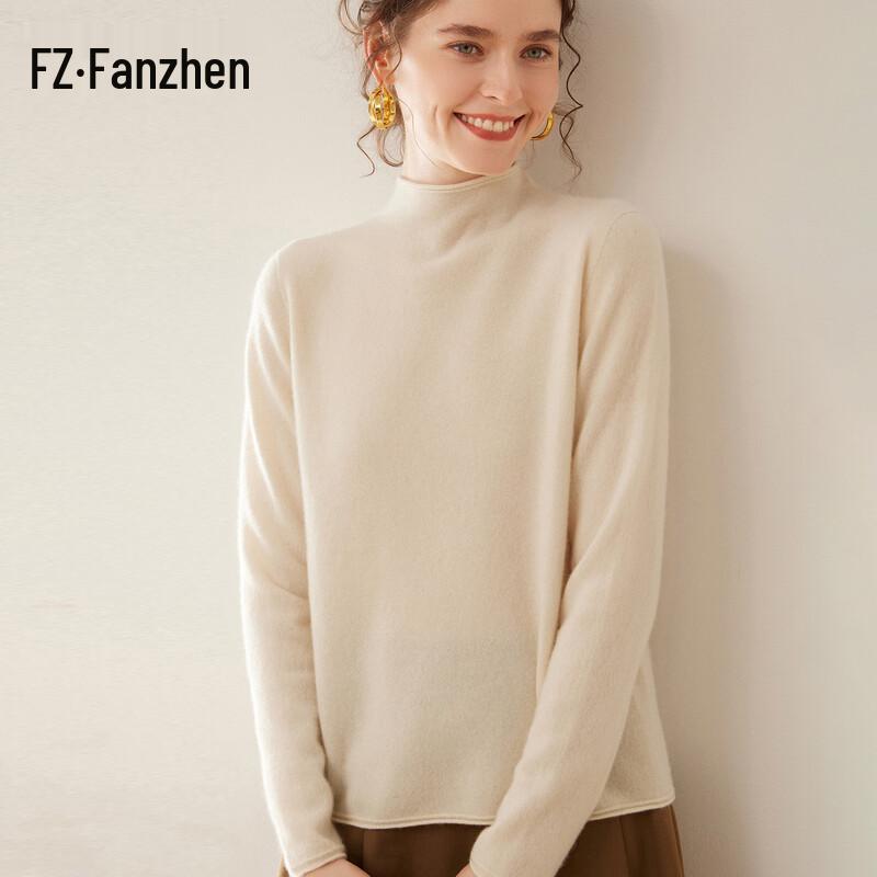 Fanzhen Women's Semi-High Collar Cashmere Sweater