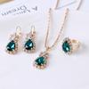 Conjunto de jóias atraente fácil correspondência feminino waterdrop brilhante strass colar anel brincos para festa