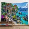 Beautiful garden landscape, tapestry, home art decoration wall mounted fairy tale posters fantasy sea view room background cloth