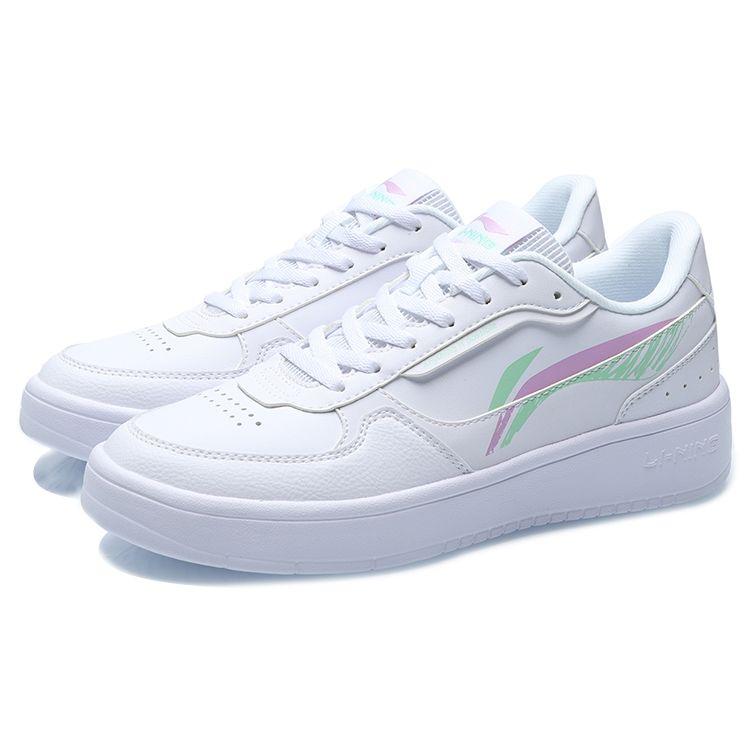 Li-Ning Shock Absorbing Wear Resistant Low Top Skate Shoes Women Sneakers White AGCR198-1