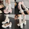 New Spring Autumn Mary Jane Shoes Shallow Round Toe Mid Heel Shoes Ladies Elegant Outdoor Single Pumps Shoes