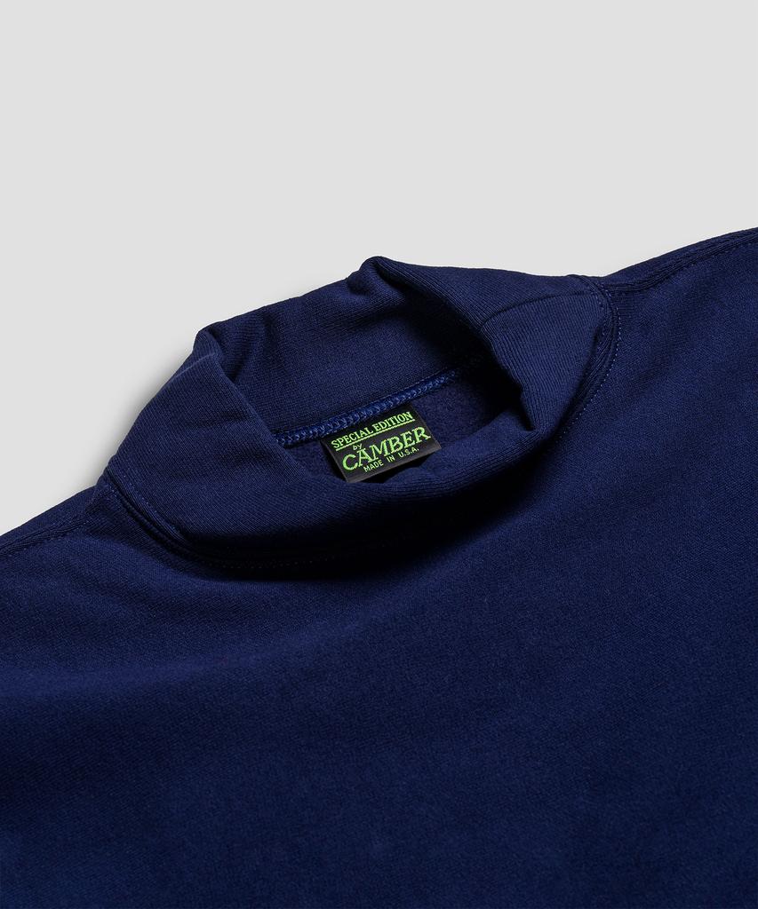 Kaembeoseupocheuweeo Cross Knit Mock Neck Sweatshirt, Navy (Type B)