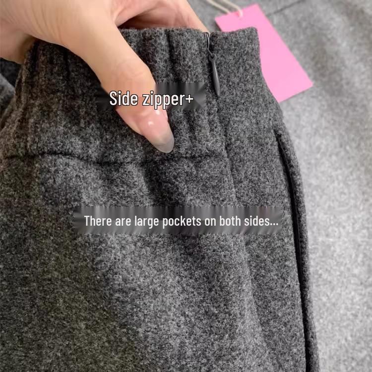 Cozy Chic Gray Wool Blend A-Line Short Skirt: Perfect for Women This Autumn and Winter!