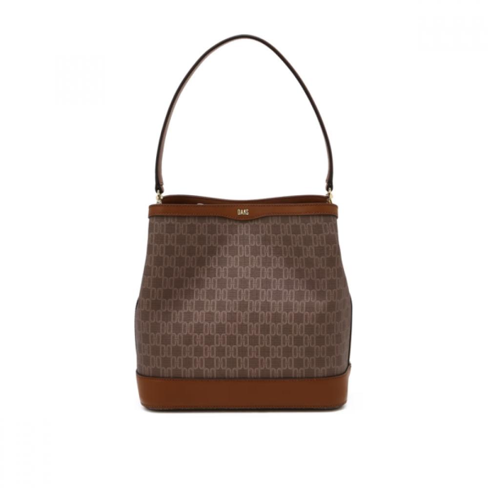 Daks Beige Barnet Dd Pattern Leather Medium Bucket Bag