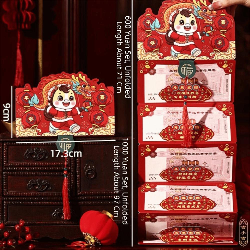 Paper Horse Year Red Envelope 3D Design Red Color Cartoon Red Envelope Chinese Style Folding Style Chinese New Year Envelope