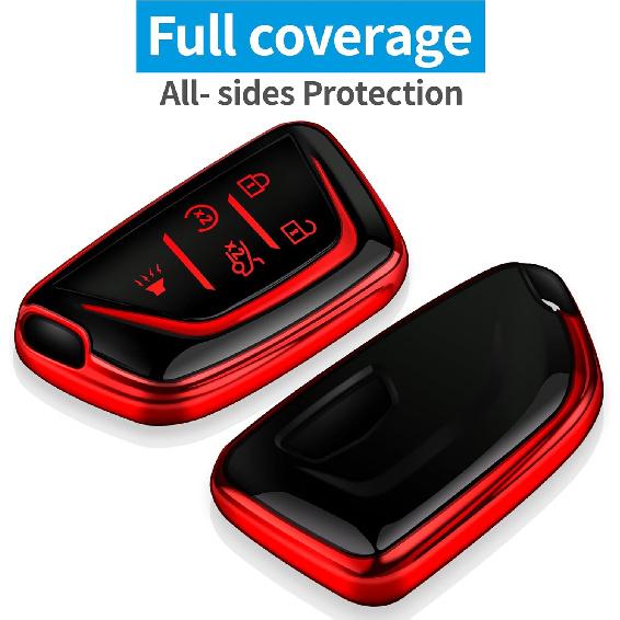 Tukellen for Cadillac Key Fob Cover Soft TPU Full Protection Key Case Compatible with -2025 Escalade Lyriq CT4 CT5 CT6 XTS XT4 XT5 ATS Key Shell