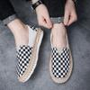 New Shoes for Men Canvas Casual Shoes Summer Breathable Plaid Slip-on Loafers Street Fashion Flat Fisherman Shoes