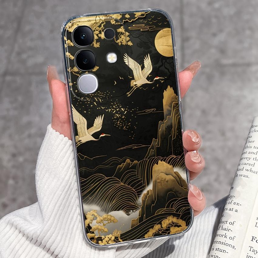 

Противоударные силиконовые чехлы для телефона для Vivo Y29 Y29s Y28 Y27 Y27t Y22 Y22s Y21 Y21e Y21s Y20 Y20i Красивый лавандовый узор Прозрачные чехлы для корпуса Vivo Vivo Y29 4G