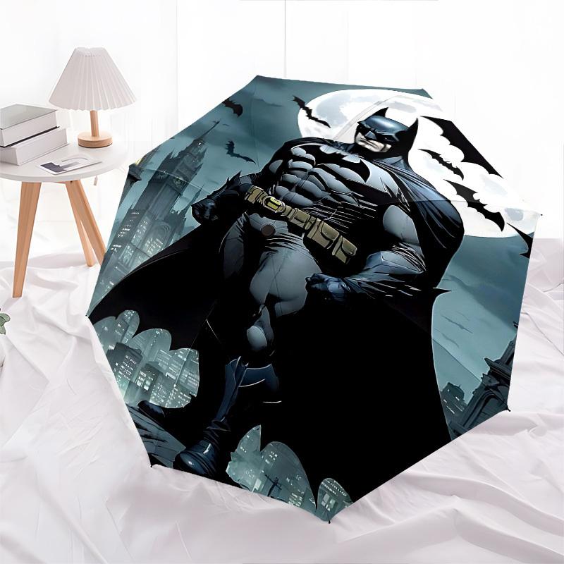 1pc Batman Full Moon Automatic Folding Umbrella - Compact 8-Rib Design, Durable Plastic & Iron1159L