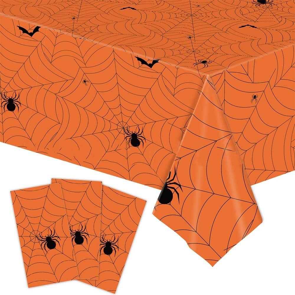 Disposable Plastic Halloween Tablecloth Bronzing Table Decoration Disposable Tablecloths Pumpkin Ghost Table Cover Halloween