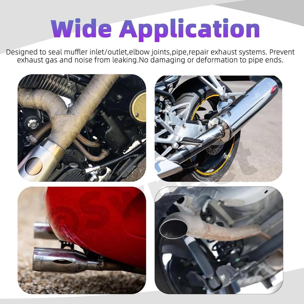 Swpeet 2Pcs Galvanized 2" - 50Mm Exhaust U Clamp Kit, Galvanized Muffler U-Bolt Clamps, Universal Heavy Duty U-Bolt Muffler Clamp Ideal For Tip Pipes