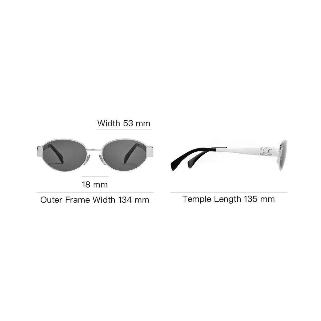 Celine Triomphe Metal 01 UV Protection Oval Sunglasses Women sunglasses Gray 4S235CMLB-36SM