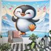 Dancing Penguin in Icy Landscape Pattern Wall Hanging Tapestry Decorative Tapestry Home Decor for Bedroom and Living Room