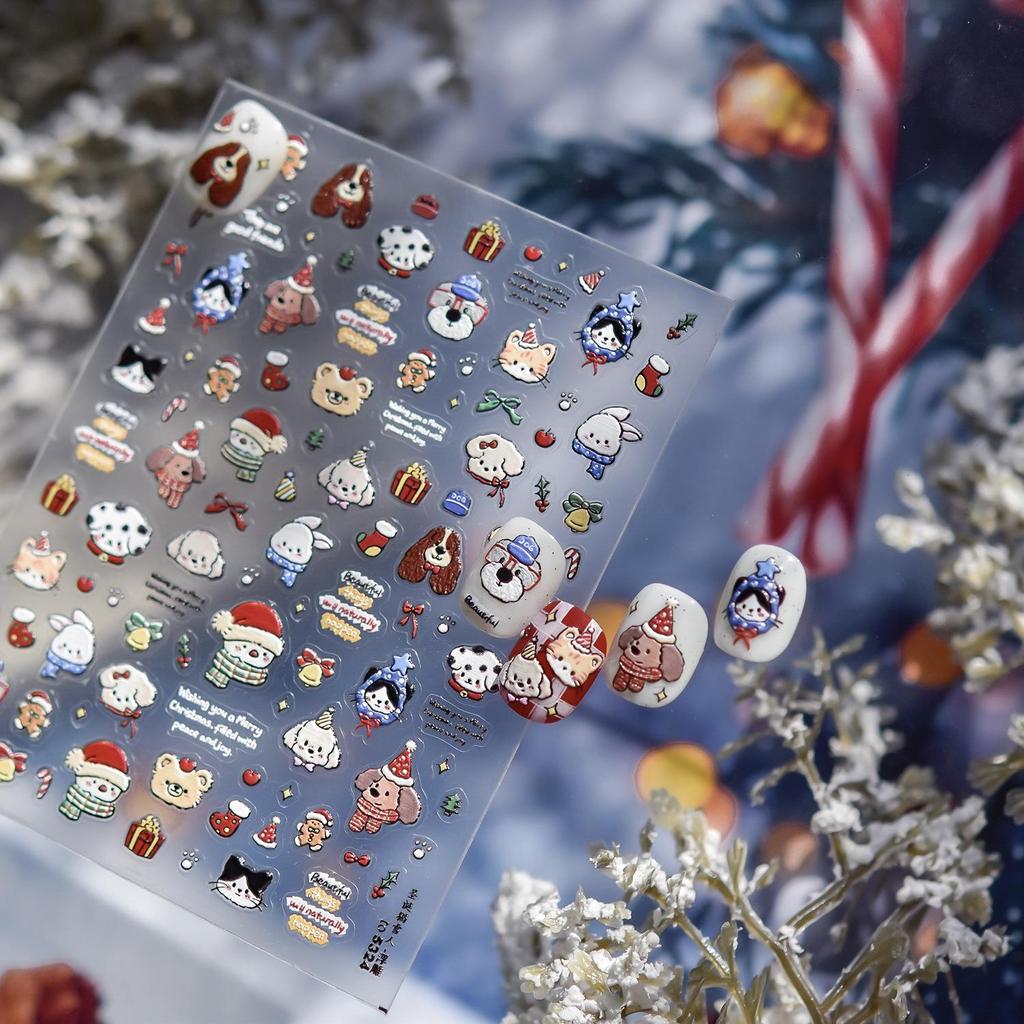 Tomoni Winter Cartoon Nail Art Stickers - Christmas Bear & Mixed Styles