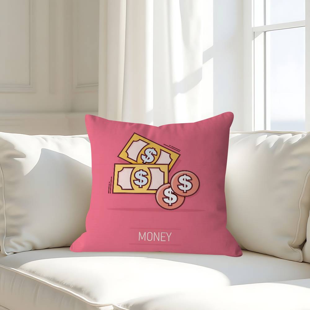 Cartoon Currency Pillow Case Removable Washable Cushion Cover – All-Season Soft Linen