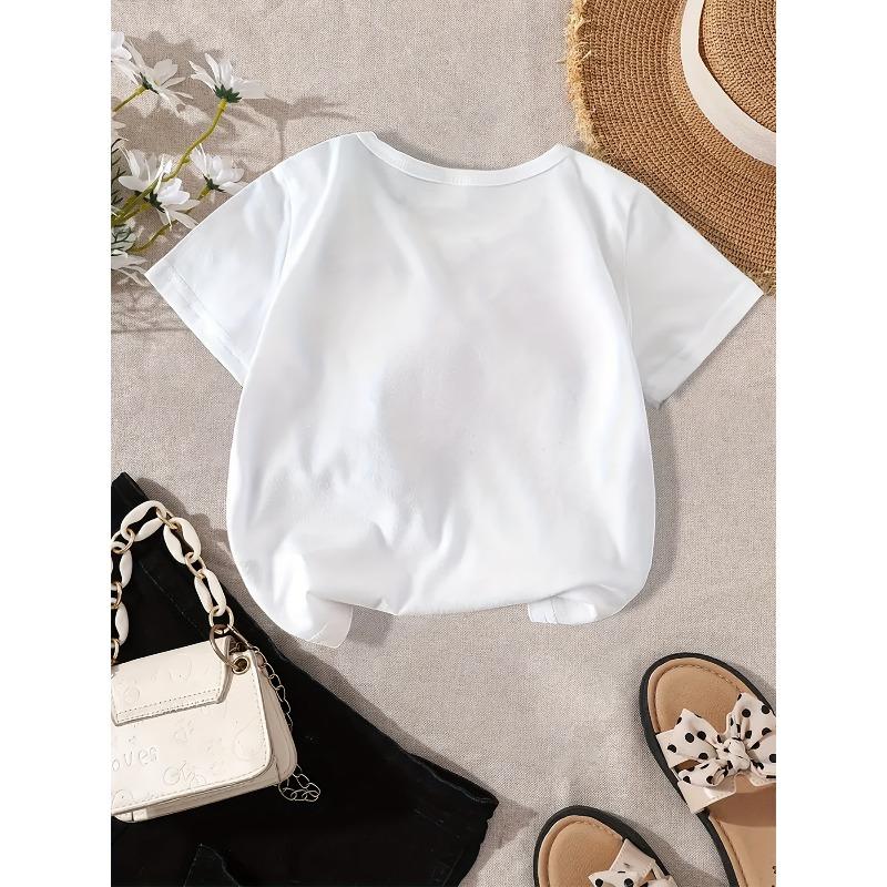 Children Crew Neck Short Sleeve T-Shirt with Leopard Print Bow Print