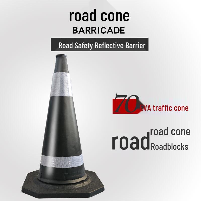 70cm Reflective Rubber Safety Cone - High-Speed Traffic Warning & Isolation Barrier
