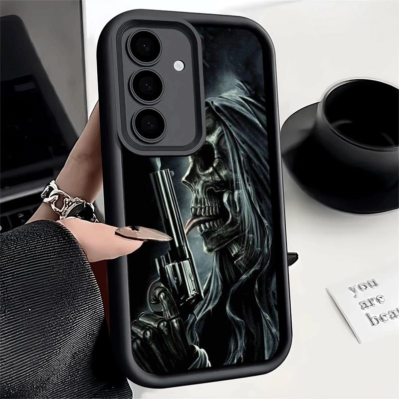 Handyhülle für Samsung Galaxy A17 A16 A15 A14 A13 Sensenmann Totenkopf Skelett Pistole A56 A36 A26 A55 A35 A25 A54 A34 A24 A53 A33 A23 A07
