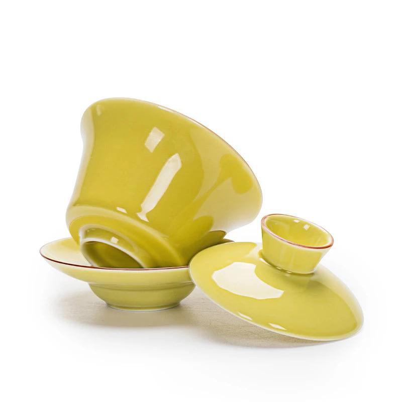 Terrina de chá Celadon 140ml Kung Fu Tea Set, Chá chinês Flower Gaiwan Puer Kettle, Os amantes de bules devem ter acessórios de chá