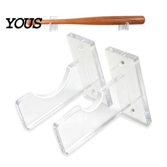 Baseball Bat Display Case 2PCS Acrylic Stands, Wall Mount Space Saving Hanging Shelf Holders, Soft Lining Protection Organizers for Sports Memorabilia