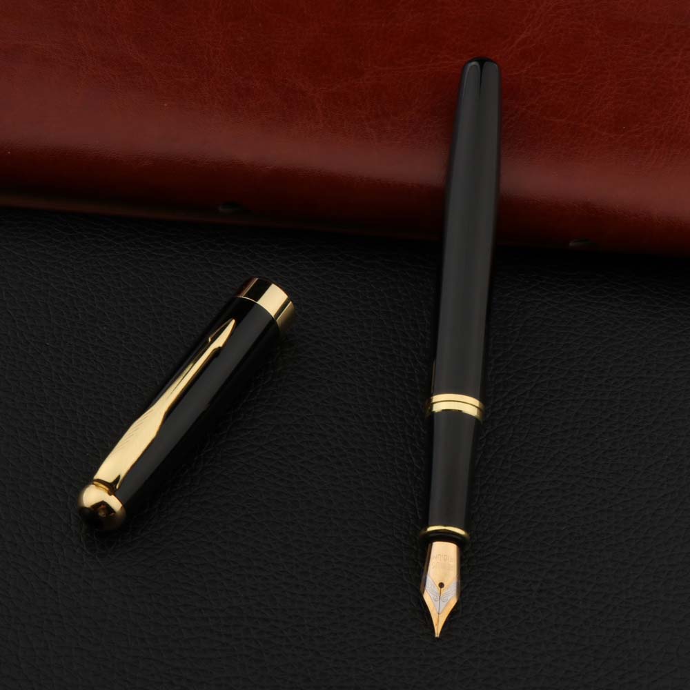 High Quality Metal 388 Fountain Pen Business Black Golden Student  Stationery Office School Supplies Gift Ink Pens