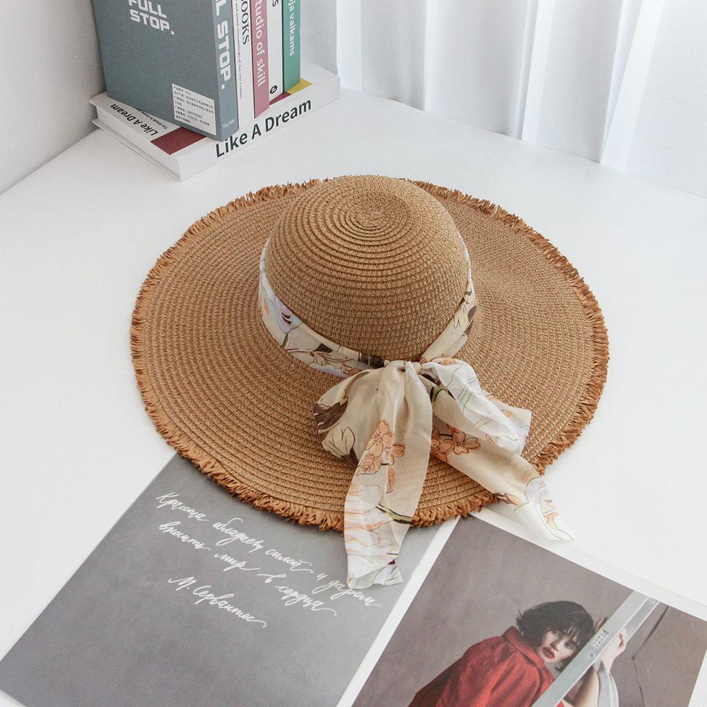 Fashion Tassel Female Lace Bow Bowknot Straw Hat SummerWomen Ladies Casual Floppy Sun Hat Ribbon  Sunscreen Cap for Beach