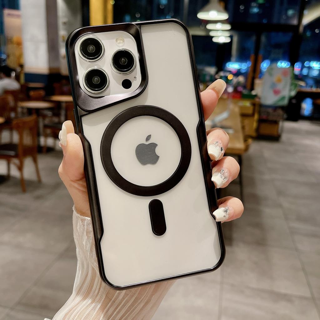 Luxury Magnetic Wireless Charging Clear Armor Case For iPhone 15 Pro 14 Plus 13Pro 12 11 Pro Max Magsafe Matte Plating Bumper Cover