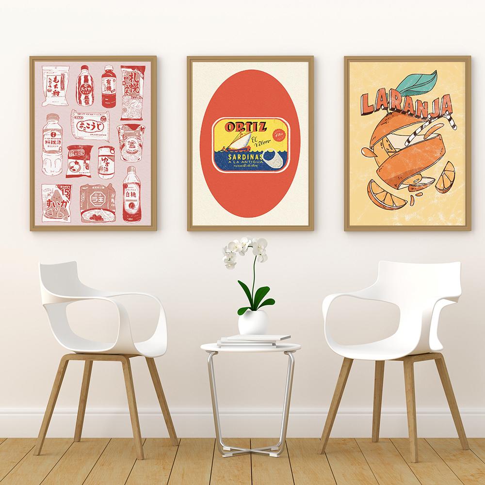 Japanese Food Poster Grocery Store Ramen Sushi Fruit Fish Can Wall Art Print Canvas Modern Kitchen Decor Retro Coffee Painting