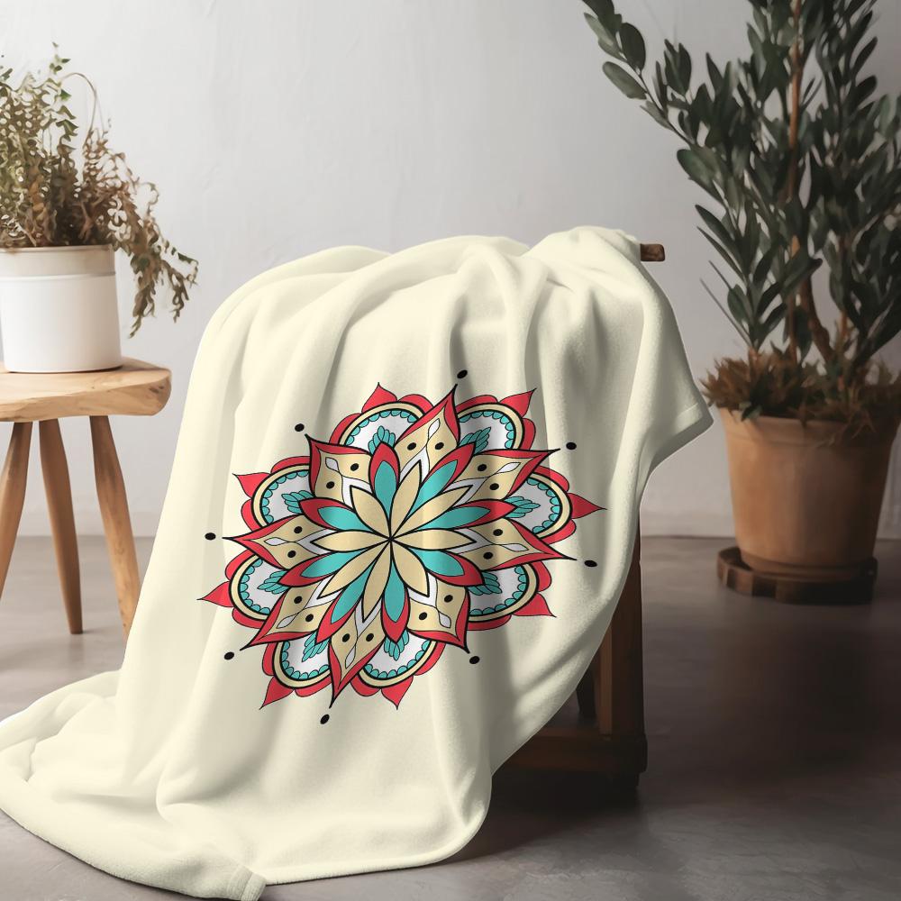 Böhmisches Mandala-Muster Flanell bedruckte Decke geeignet für alle Jahreszeiten geeignet für Wohnzimmer Büro Sofa und Reisen