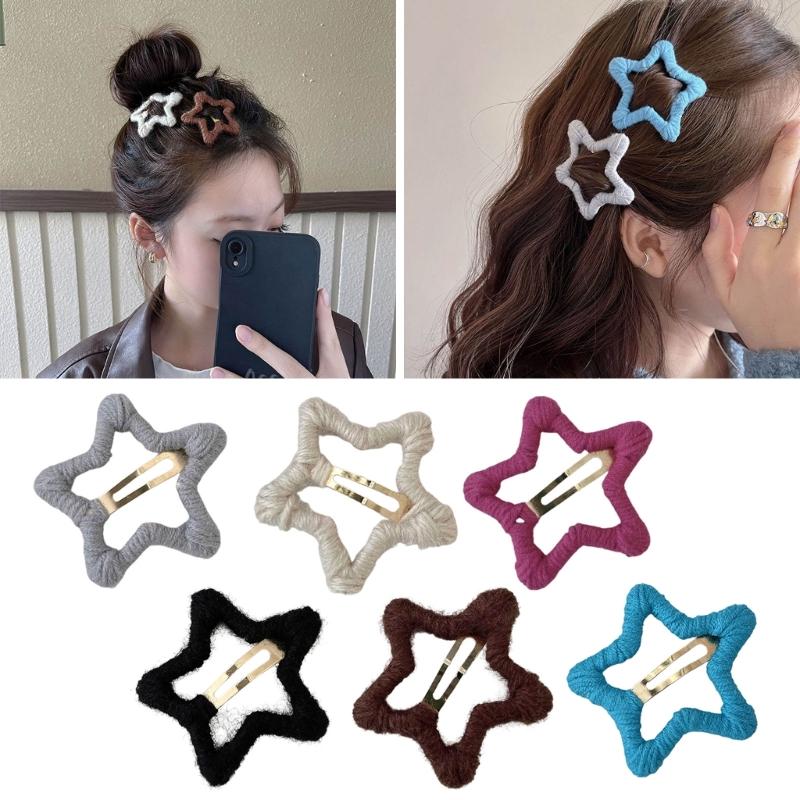 Hollow Star Hairpins Hair Clip Star Hairpins Hair Clips Hairpin Hair Barrette Headwear Hair Pin Wool Material for Girls