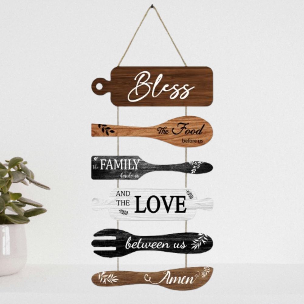 Bless The Food Before Us Wall Art Wooden Hanging Sign Large Wall Hanging Tag  Dining Room Bedroom