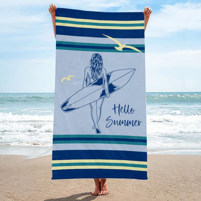 Beach Towel, Bath Towel, Microfiber Towel, Rectangular Beach Mat, Digital Printing Bath Towel, Shawl To Map