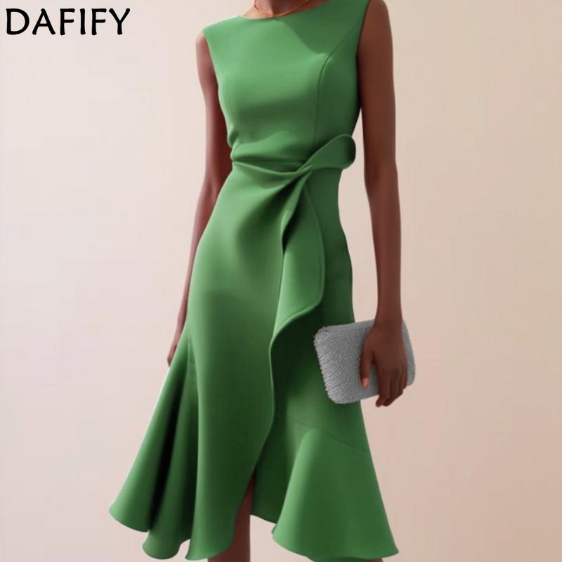 DAFIFY Dámská móda Léto Jaro Jednobarevný potisk Ležérní šaty bez rukávů s výstřihem do O s vysokým pasem