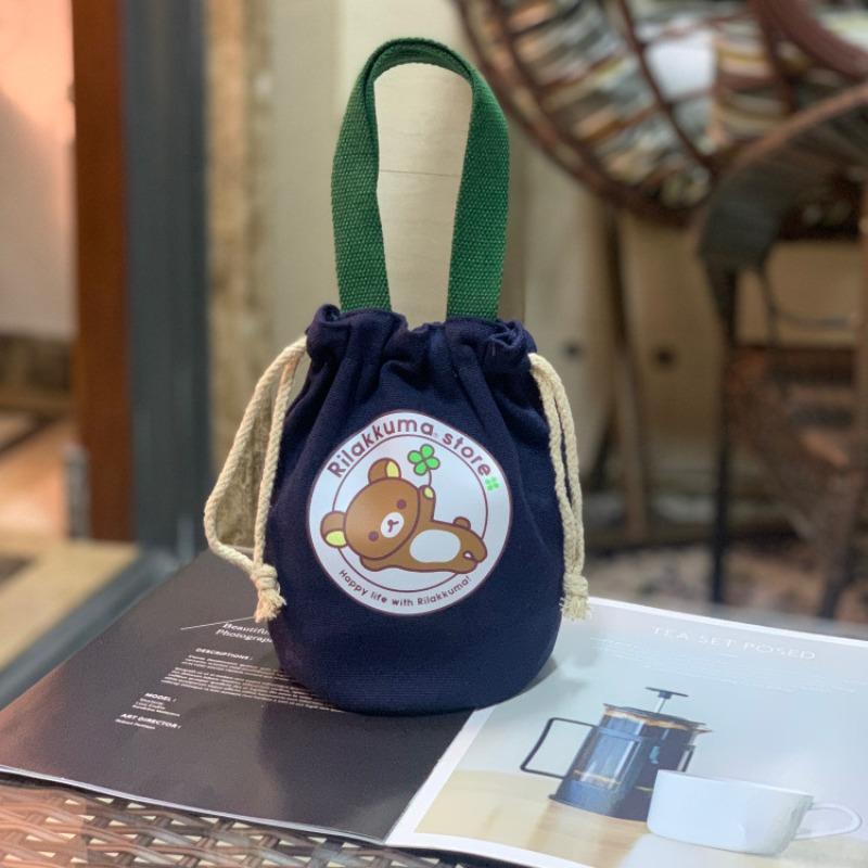 New Canvas Bundle Portable Tote Bag Thermos Cup Braised Cup Protective Bag Thermal Insulation Bucket Bag Handheld Mom Bag