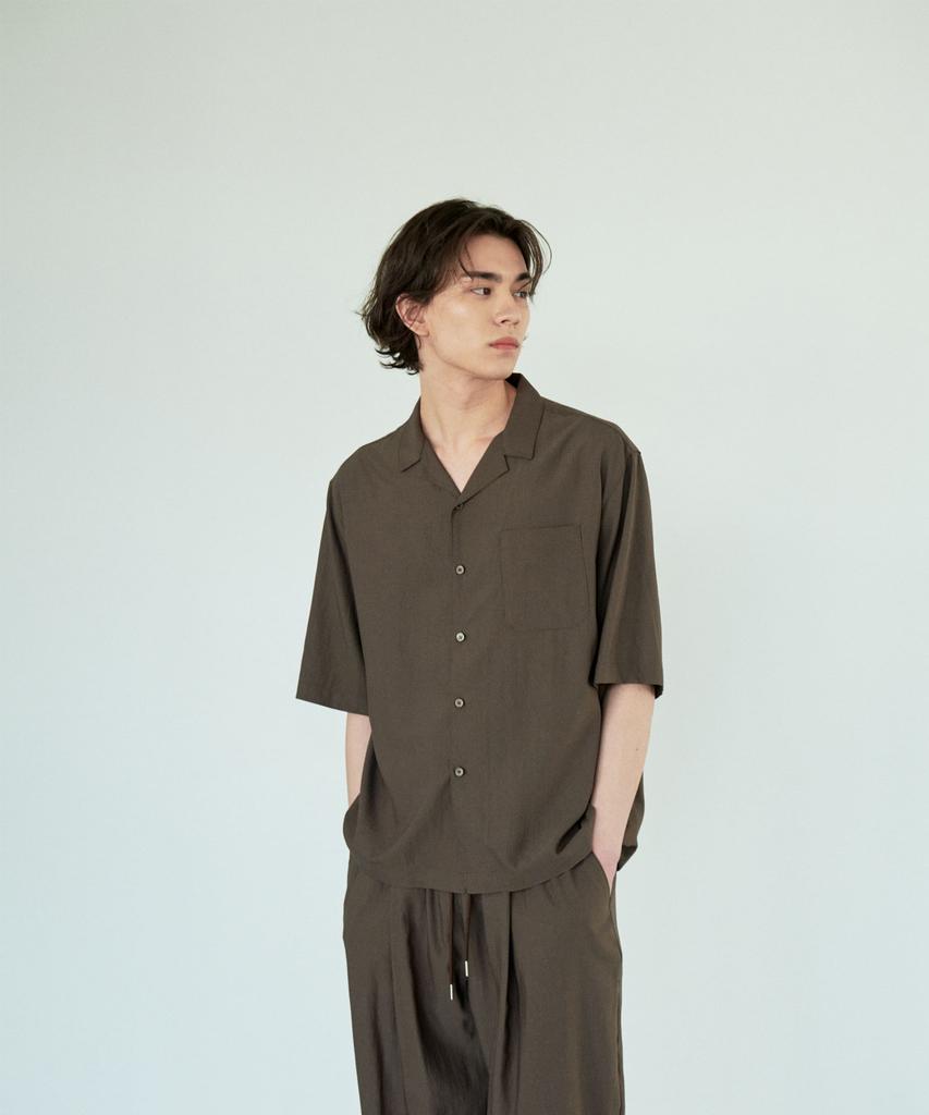 BILLIANT Recycle Open Collar Shirt_Brown