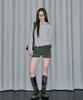 ODDSTUDIO Side Snap Waffle Hoodie Long Sleeve - Light Gray