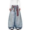 American Retro Straight Wide Legs Drape Washed Old Light-colored Men and Women Thin Mopping Versatile Jeans Tide