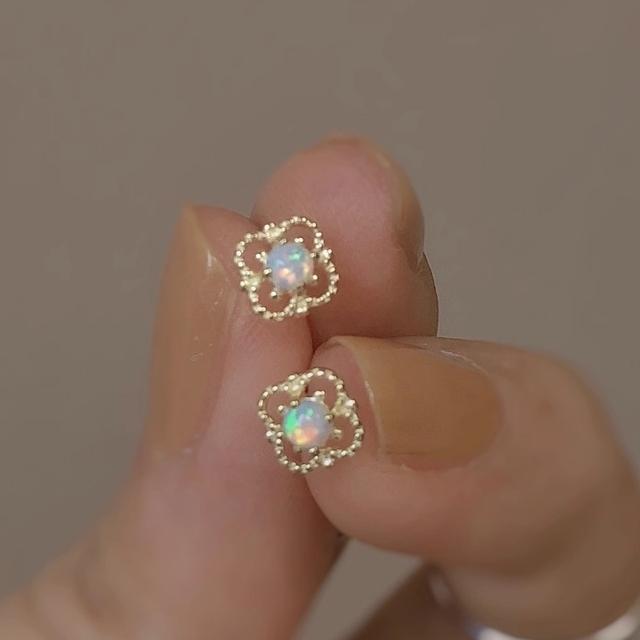 

ANENJERYSweet циркониевые серьги-гвоздики в форме сердца для женщин, изысканные модные серьги с цветочным жемчугом, корейский стиль, вечерние украшения для девочек