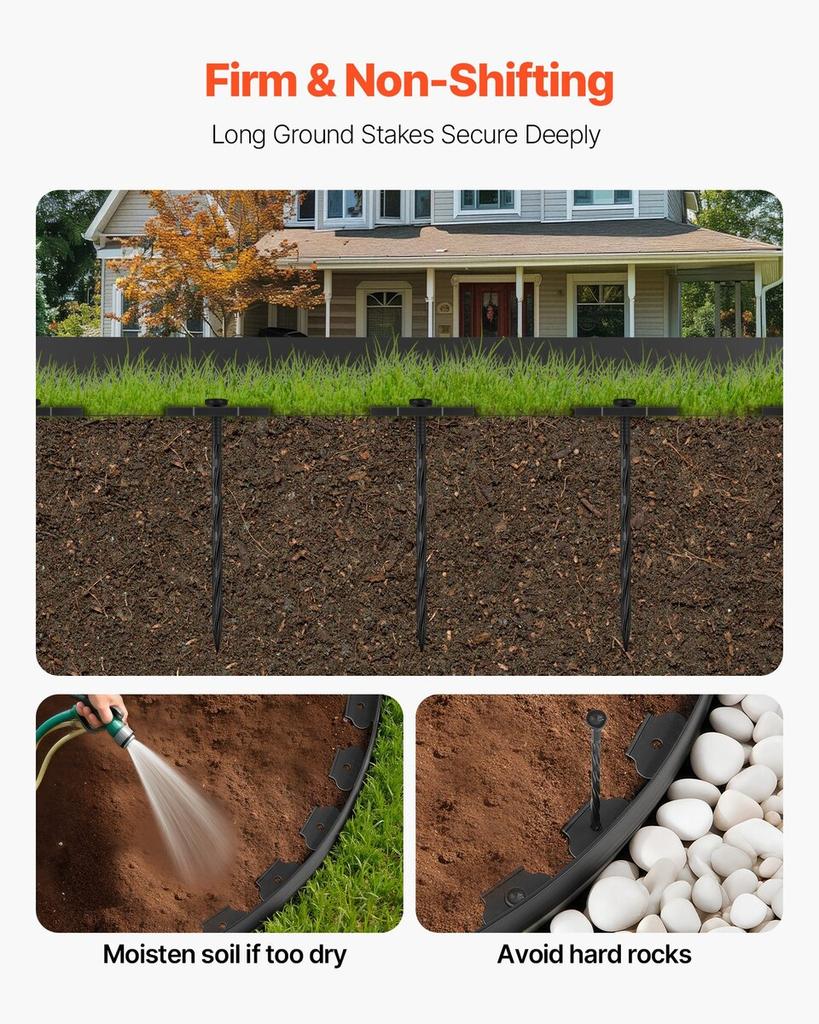 Landscape Edging, 600 X 5 Cm Plastic Garden Border Edging with 120 Spikes, No Dig, Flexible Lawn Edgings Roll, UV-Resistant Mini Fence Borders Pathway