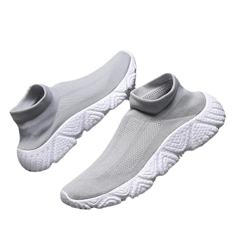 Socks and shoes men's winter new breathable mesh fly-woven sneakers lazy large size men's shoes