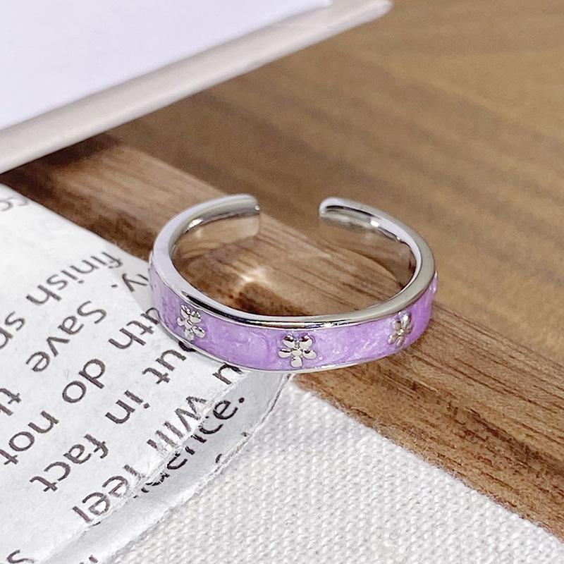 Purple Romantic~ Butterfly Sweet Cool Enamel Dripping Oil Zir*****Pening Ring Exquisite Stacking Temperament Ring Woman