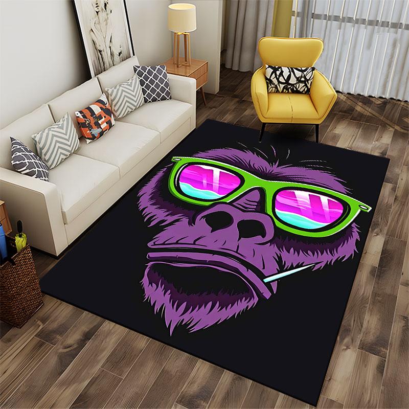 Purple Gorilla with Sunglasses suitable as a non-slip mat for the living room or bedroom sofa